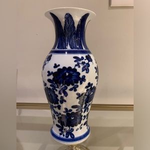 Blue and white floral vase
